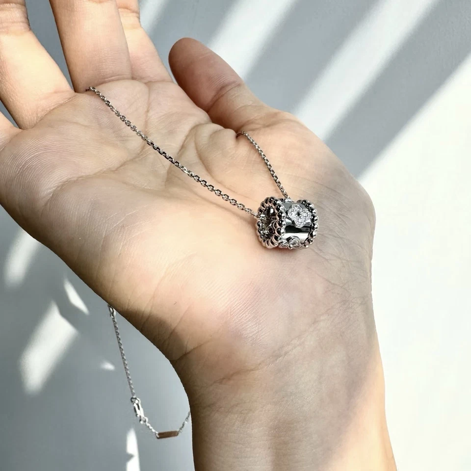 Van Cleef & Arpels Perlee Clovers Pendant Necklace 18K White Gold Diamond VCA - Image 2 of 4