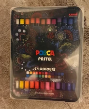 Posca 24 Pack Multicolor Wax Pastels Smooth Drawing Art Markers Set