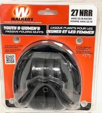 Walker's Youth and Women Passive Folding Low Profile Ear Protection 27NRR-Black