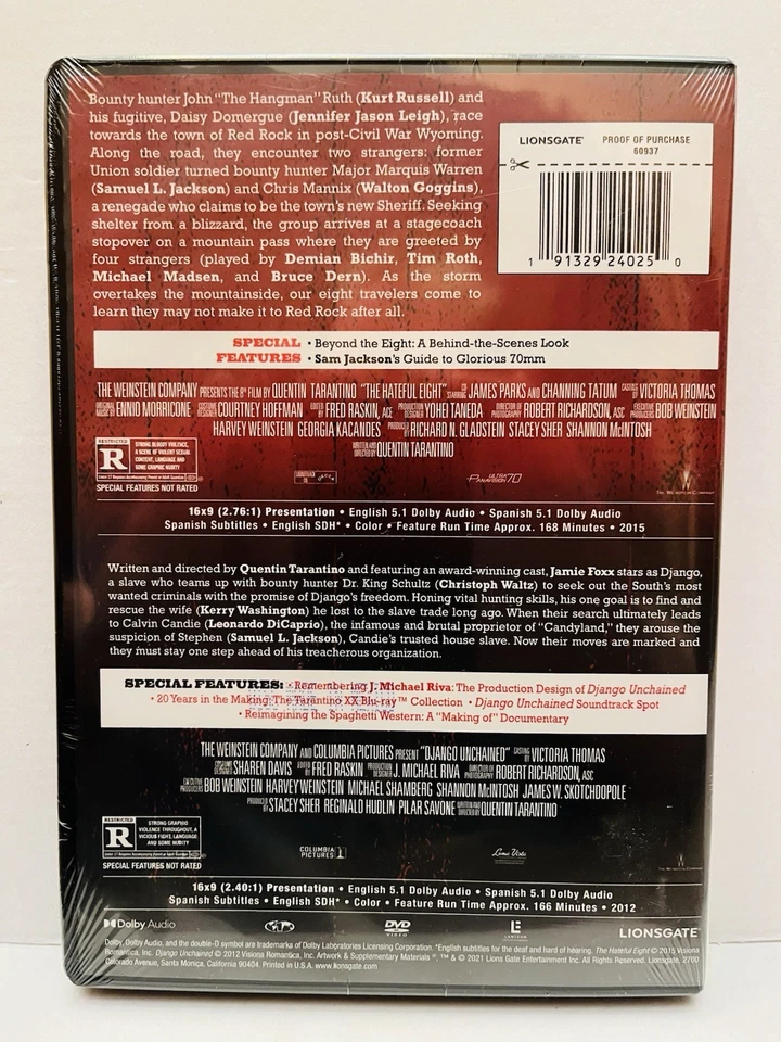 Tarantino Double Feature - Hateful Eight (2015) / Django Unchained (2012) NEW - Image 2 of 2