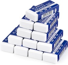 Large White Pencil Erasers 12 Pack, Bulk Drawing Erasers for School and Art,