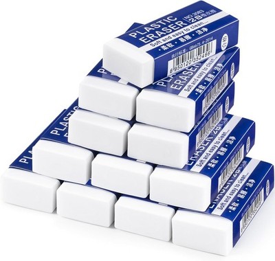 Large White Pencil Erasers 12 Pack, Bulk Drawing Erasers for School and Art,
