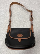 Dooney  Bourke Medium Flap Bag Black Tan Leather USA Made Vintage 0271