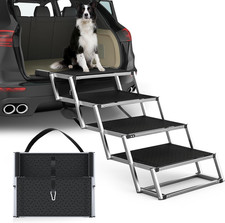 Extra Wide Foldable Dog Stairs for Large Dogs, Supports 250 Lbs, 4 Steps