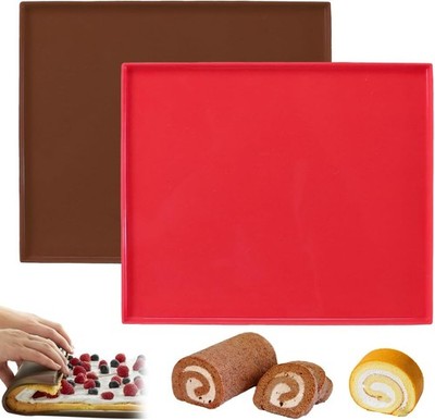 2 Stück Silikon Backmatte mit Rand, Silikon Backblech Rollmatte, Antihafte 