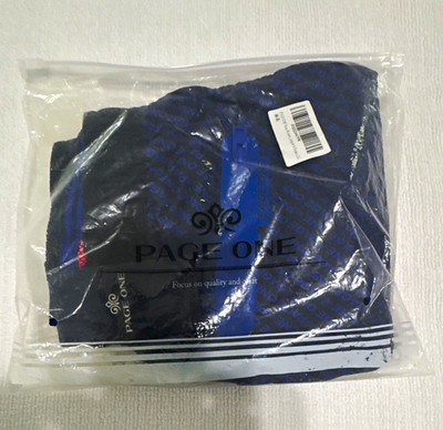 Page One Men's Blue/Black Logo Swim Shorts Drawstring Elastic Waist Lined