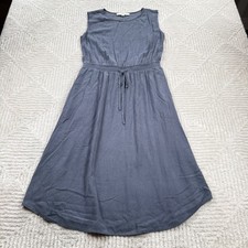 LOFT Sleeveless Midi Dress Women XS Drawstring Waist Pockets Coastal Resort Boho
