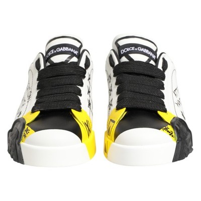 DOLCE & GABBANA Shoes Multicolor Leather Graffiti Low Top Sneakers