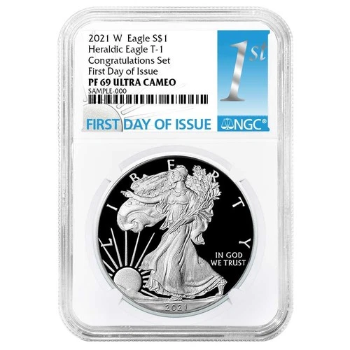 2021-W Proof $1 Type 1 American Silver Eagle Congratulations Set NGC PF69UC FDI