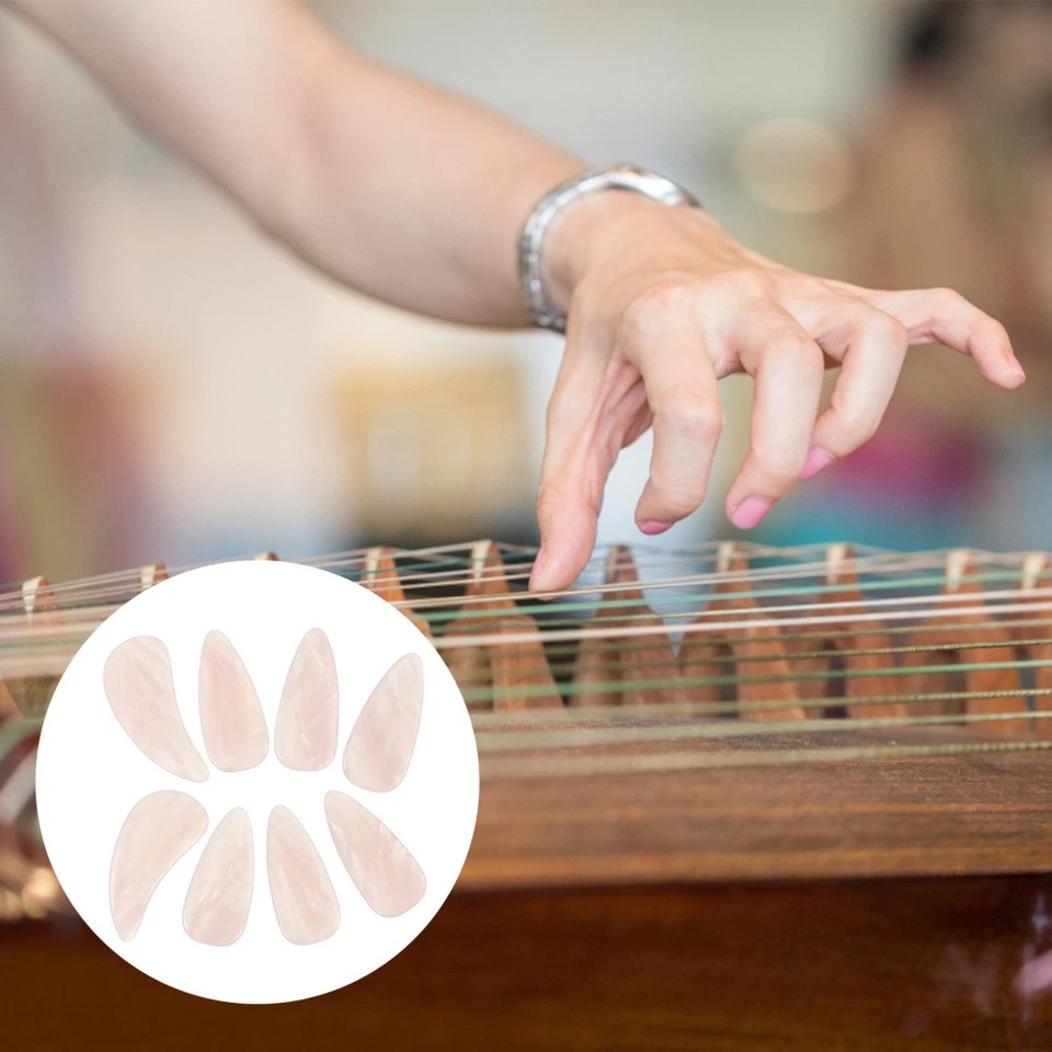  8 pezzi Guzheng Nail Finger Picks Strumento a corda Resina Celluloide Punta - Immagine 2 di 4