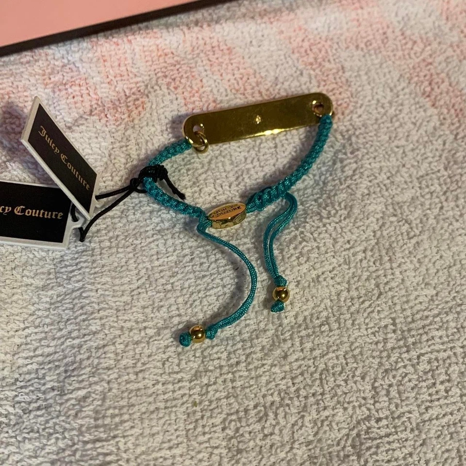 Pulseira da Amizade Juicy Couture B-Pave ID azul-petróleo/azul claro nova com etiquetas - Imagem 3 de 4