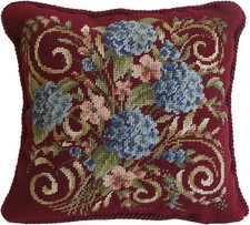 Hydrangea Bouquet 1 Needlepoint Pillow 14" X 14" 14" X 14" Red