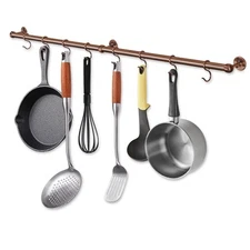 39.4 Inch Stainless Steel Wall Mounted Hanging Pot and Pan Rack with Adjustab...