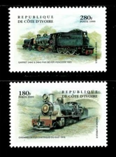 Ivory Coast 1999 - Trains of Africa, Railroads - Set of 2v - Scott 1027-28 - MNH