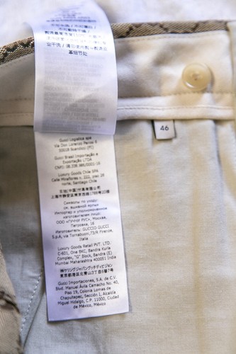 GUCCI GG Canvas Print Pants 46 size Zipper Leather Trim Michele Runway Rare - Picture 12 of 15