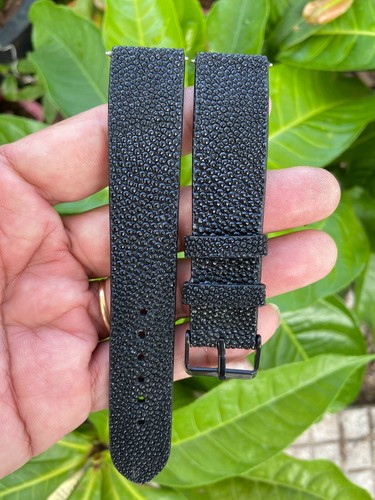 26mm 25 24mm 23 22mm 21mm 20 19 18 16 Black stingray Leather Watch Strap Band - Picture 7 of 10