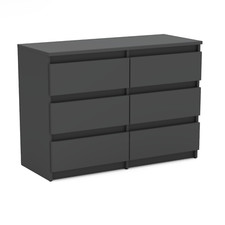 Kommode mit 6 Schubladen Sideboard Schubladenschrank Kleiderschrank Weiß Schwarz