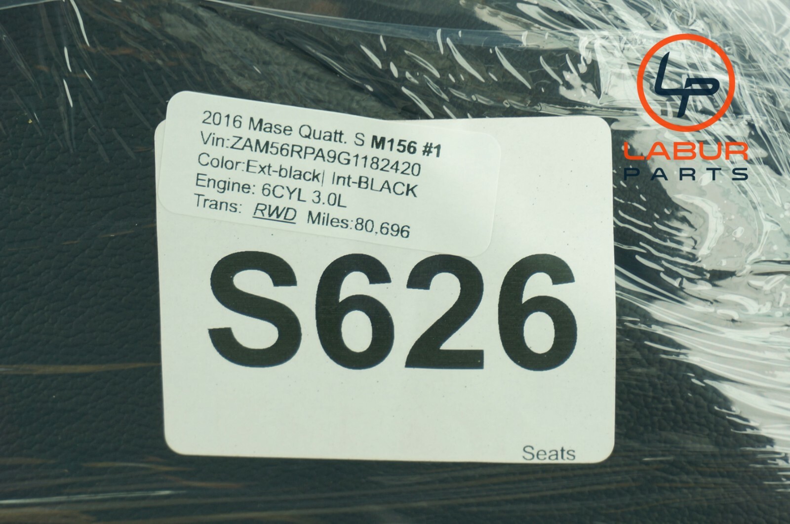 M156 Maserati 14-17 Quattroporte Front Left Upper Back Rest Black S626