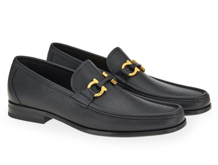 Salvatore Ferragamo Grandioso2 Мужские кожаные лоферы мокасины черного цвета Размер 8 E