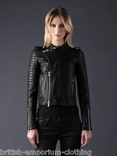 Diesel Black Gold Black Leather Padded Lanavy Biker Jacket Uk12 It44 New + Tags