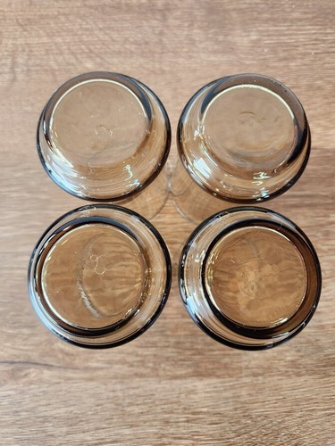 Vintage Libbey Brown Bolero Smokey Glass Breakfast 3.75" Juice Glasses Set Of 4 - Picture 3 of 3