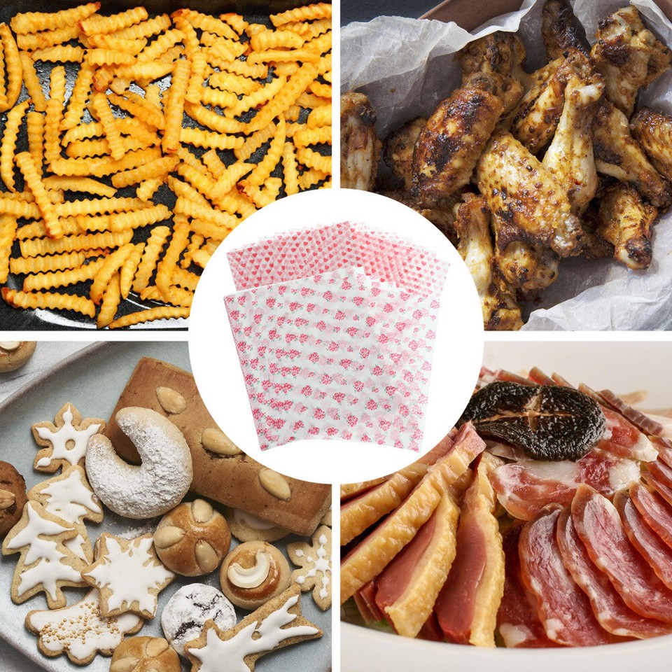 100 Sheets Food Basket Liner Sandwich Greaseproof Paper Fried Wrapping