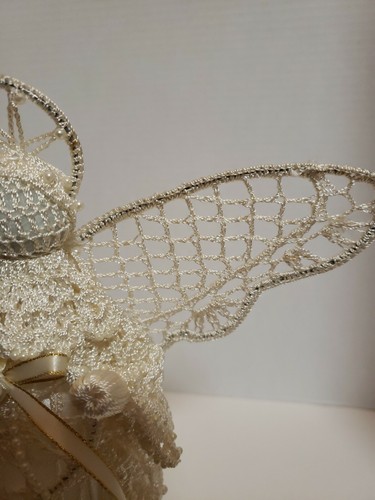 Vintage ANGEL 11" Crocheted Tree Topper - Picture 5 of 9