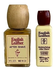 English Leather by MEM  Co 4 oz Original 90s A Man's After Shave Glass + 2 oz