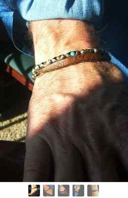 Mens Custom Leather Bracelet |Wild Cochise| Sterling Silve, Tiger Eye, Turquoise