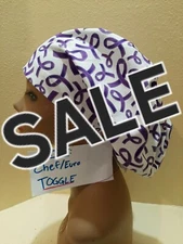 Fibromyalgia Awareness SALE Women's  Euro/Chef Surgical Scrub Hat/Cap Handmade