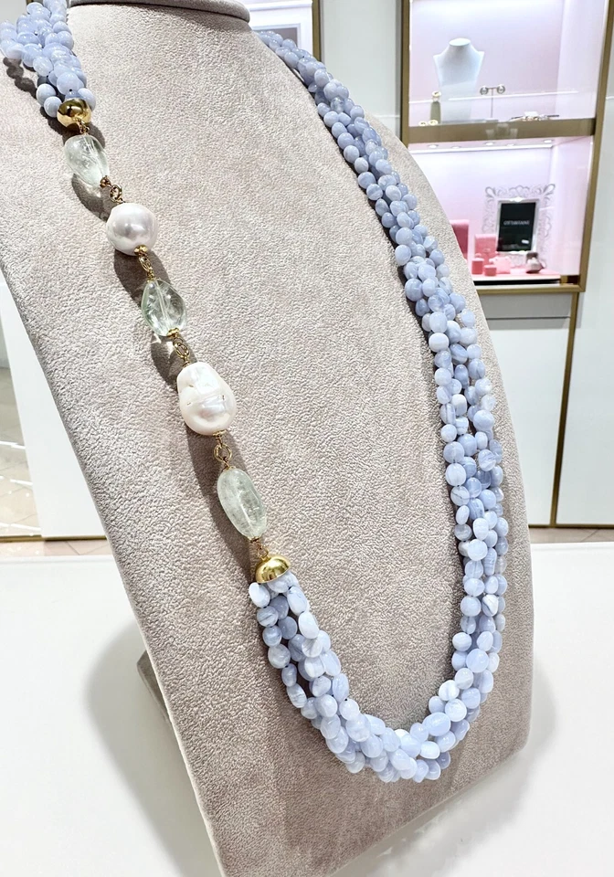 Collana Soara in argento, con calcedonia e perle SOA2455 - Immagine 2 di 2