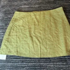 Short Skirt Womens Large Mini Summer Lime Green Side Zip Texture Satin Musera