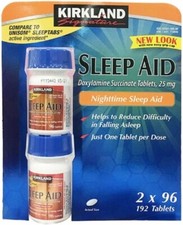 Kirkland Signature Sleep Aid Doxylamine Succinate 25 Mg, 4 pack 192 Tablets