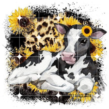 Sublimation Print Baby Cow Sunflower Ready to Press Heat Transfer