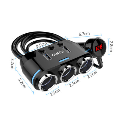 Accendisigari per auto Qiilu, DC 12V / 24V USB 4 vie Accendisigari per auto Presa Splitter Adattatore per caricabatterie Popolare Accessorio di ricambio per presa accendisigari per auto adat