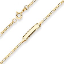 2,1mm Id-Armband Figarokette diamantiert Schildband aus 585 Gold Gelbgold 16cm
