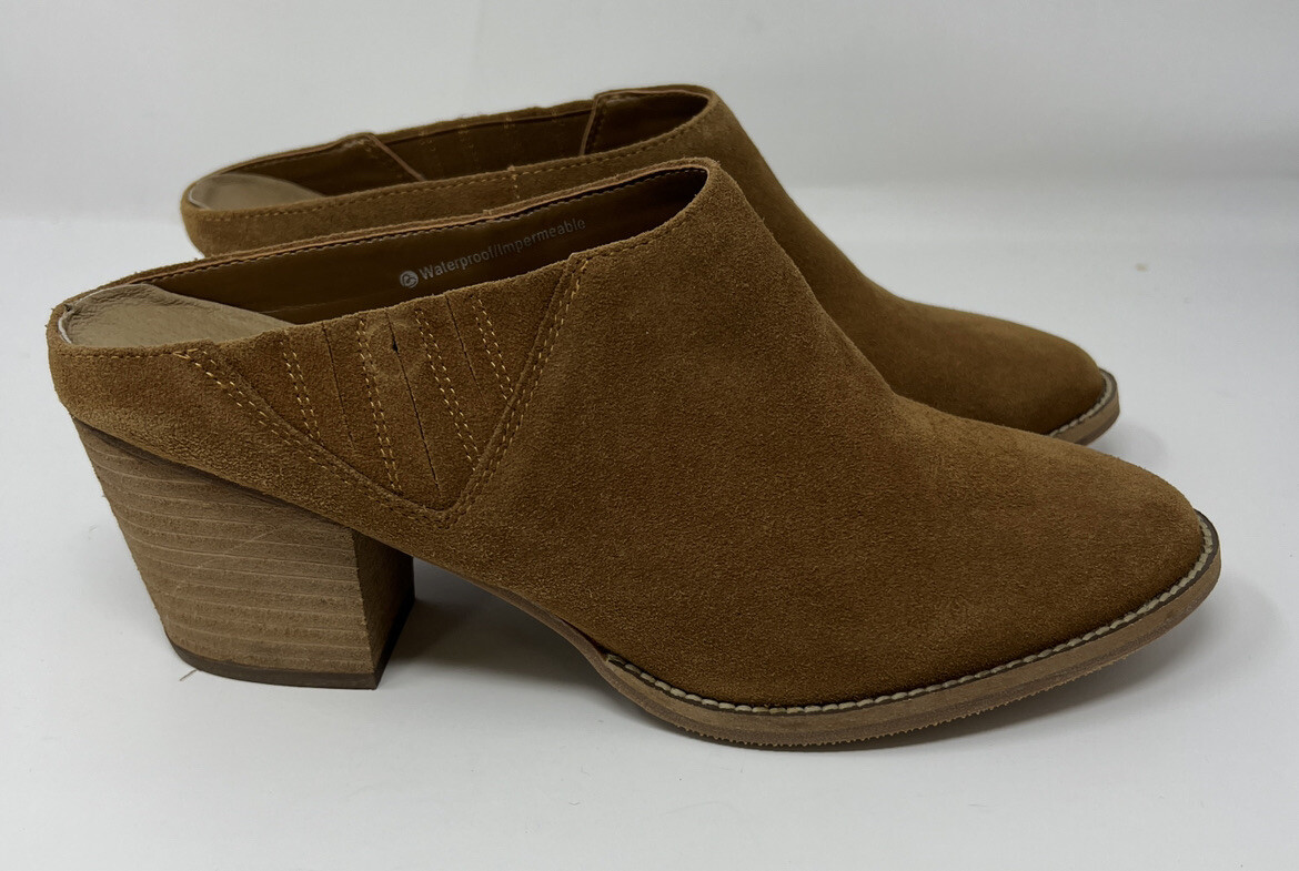 Blondo NORWICH Mule Waterproof Suede Block Heel Brown Size  display picture 2