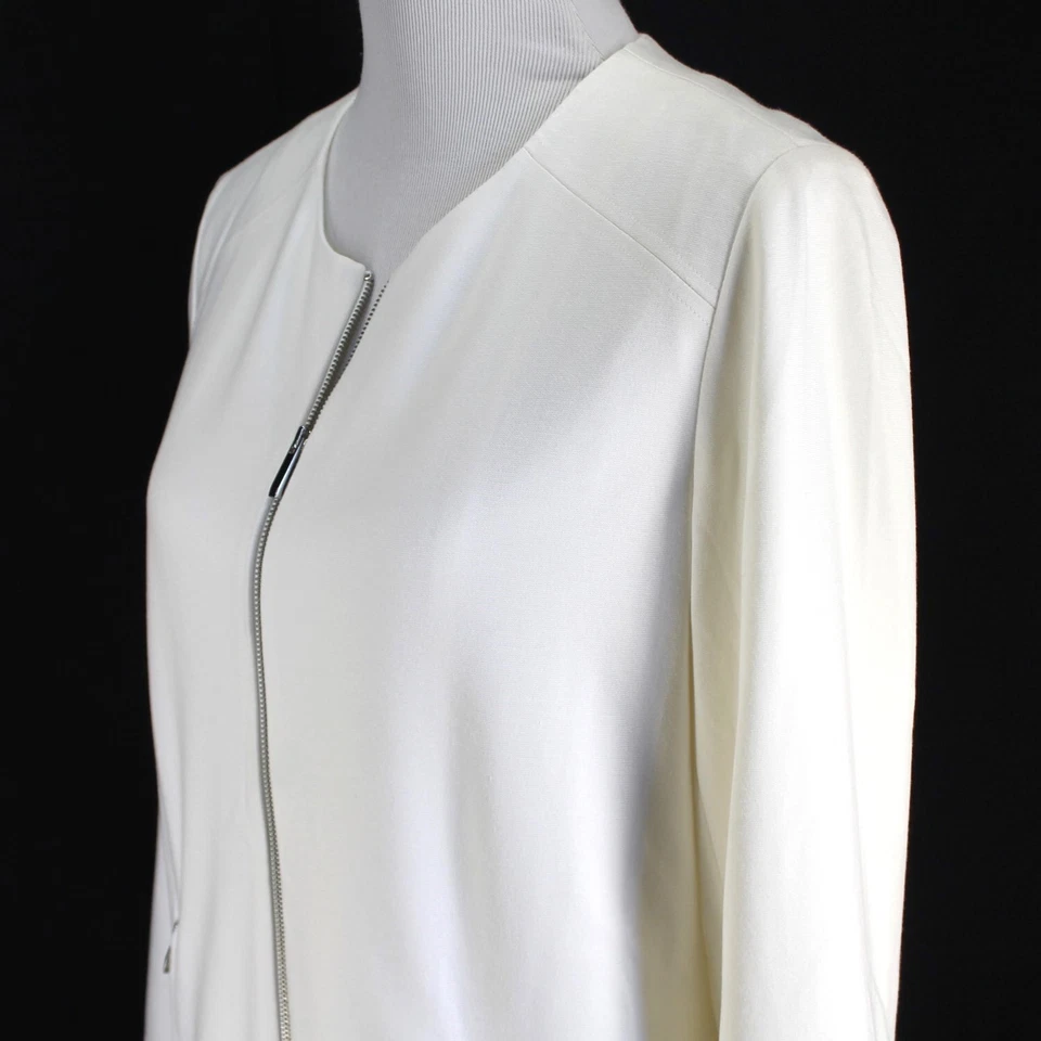 Chaqueta Blazer Chicos Talla 1 M Antigua Blanca Manga Larga Mujer Cremallera Frontal Topper Foto 4 de 4