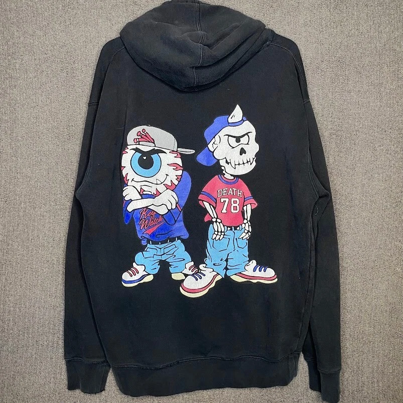 Sudadera con Capucha Mishka Para Hombre Mediana Negra Estampado Gráfico Grunge Música Metal Patín Y2k  Foto 4 de 4