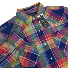 Polo Ralph Lauren Mens Medium Classic Fit Long Sleeve Western Pearl Snap Shirt