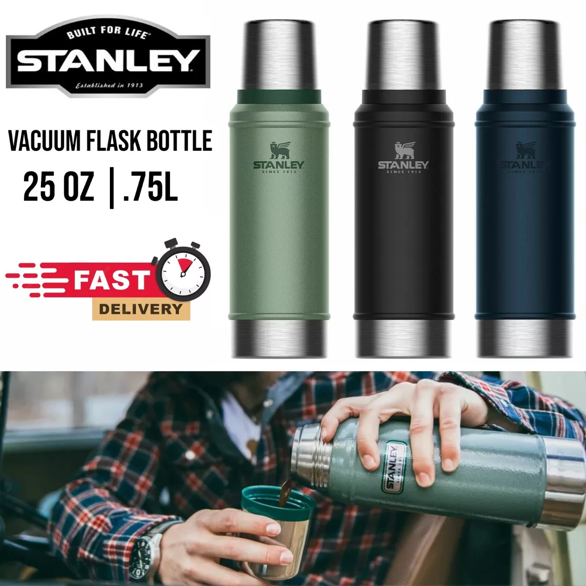 Stanley Classic 0.75 thermos - Black & Blue Shop