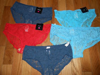 5 Pair Lot Size S Hipster and Hi Cut Lace Panty $45 Value NWT