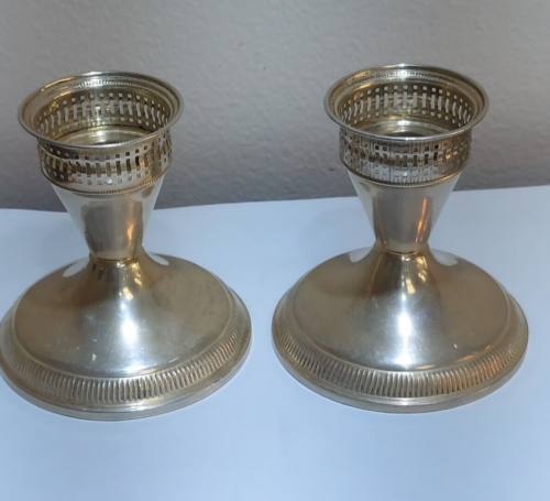 PAIR OF DUCHIN CREATION STERLING SILVER WEIGHTED CANDLE HOLDERS - Picture 5 of 5