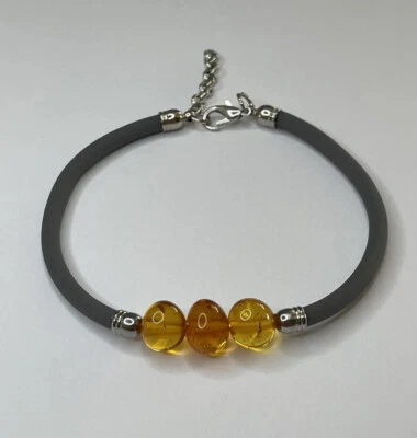 GENUINE Natural Baltic Amber Stone Bracelet.Amber Stone Adjustable Bracelet. - Image 1 of 4