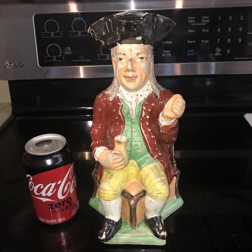 19th Century Staffordshire English Art Pottery Toby Mug~ 11 Inches Tall ~