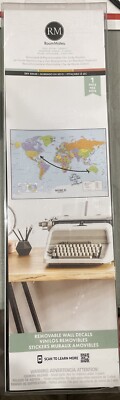WORLD MAP RoomMates PEEL & STICK WALL DECALS NEW BOX 17.25 X24.0 , Dry-Erase Pen