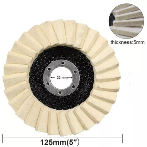 1-10X 5" Wool Felt Flap Disc Metal Working Polishing Buffing Wheel Angle Grinder - Picture 6 of 29