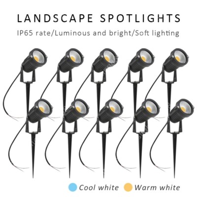 10X 12V 5W LED Spotlights Landscape Cool/Warm White Waterproof Garden Outdoor
