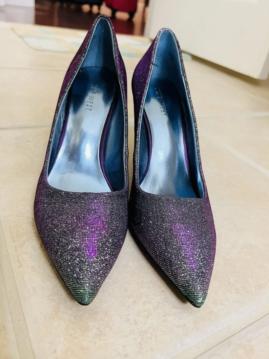 NWOB Nine West Sparkly Heels Purple Green Silver Pumps Size 7.5 eBay