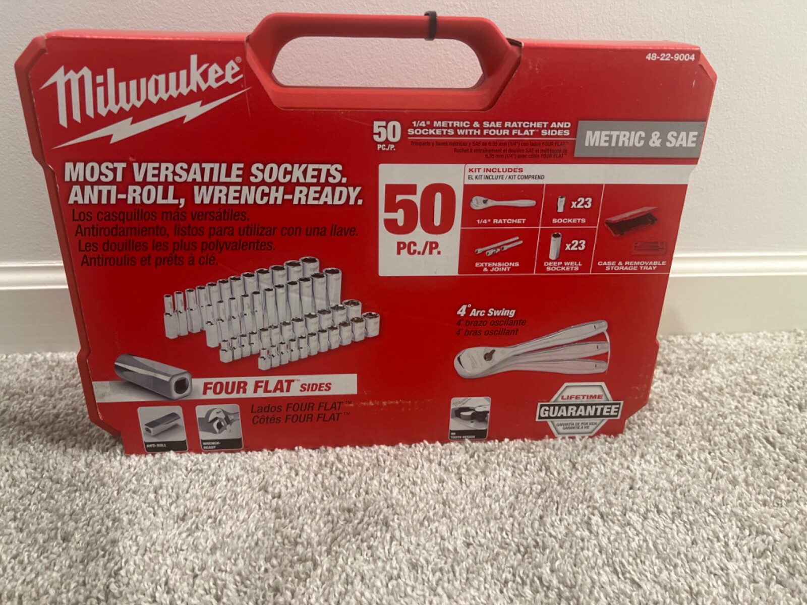 Milwaukee 48229004 1/4" Drive 50pc Ratchet & Socket Set SAE & Metric